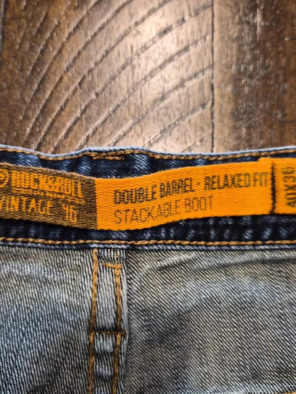 Rock And Roll Cowboy Jeans 40x36 Blue Denim Double Barrel Relaxed Bootcut G599